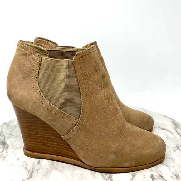 Audrey Brooke Cindy Wedge Brown Chelsea Boots 7.5 leather classic Academia chic - Picture 2 of 16